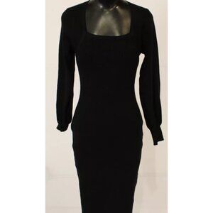 Jessica women's Puff square neck knit MIDI dress black large nwt